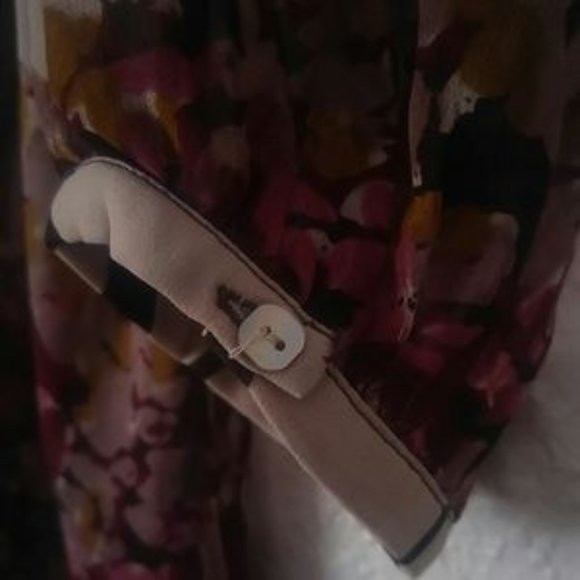 Bellatrix Mauve Pink Plum Tree Poly Semi Transparent Pleated front & Back Top S - Picture 3 of 5